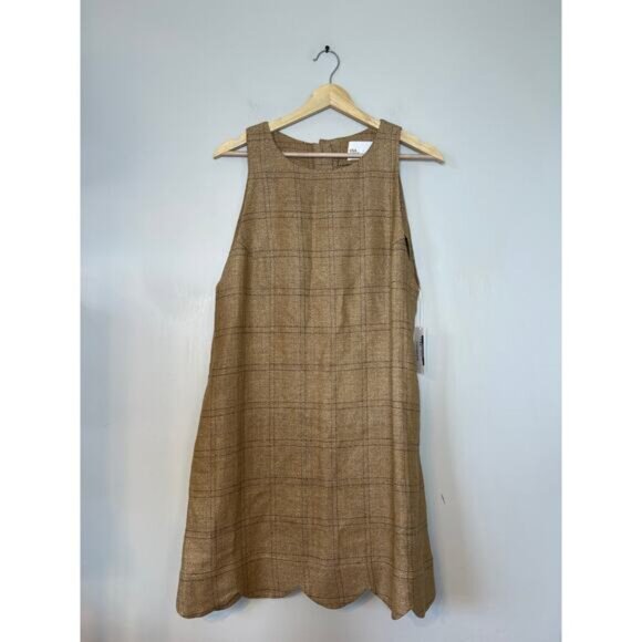NWT Lisa Marie Fernandez The Scallop Shift Dress Natural Basketweave Linen - Picture 2 of 8